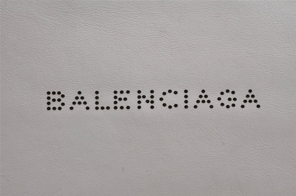 Authentic BALENCIAGA Clip M Logo Clutch Bag Purse Calf Skin 373834 White 7538K