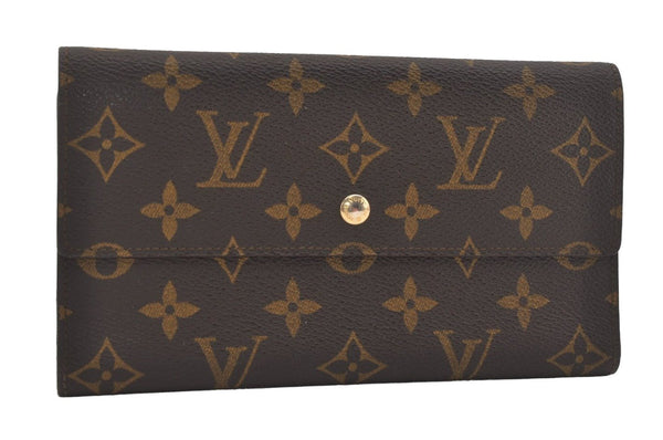 Authentic Louis Vuitton Monogram Porte Tresor International M61215 Wallet 7540I