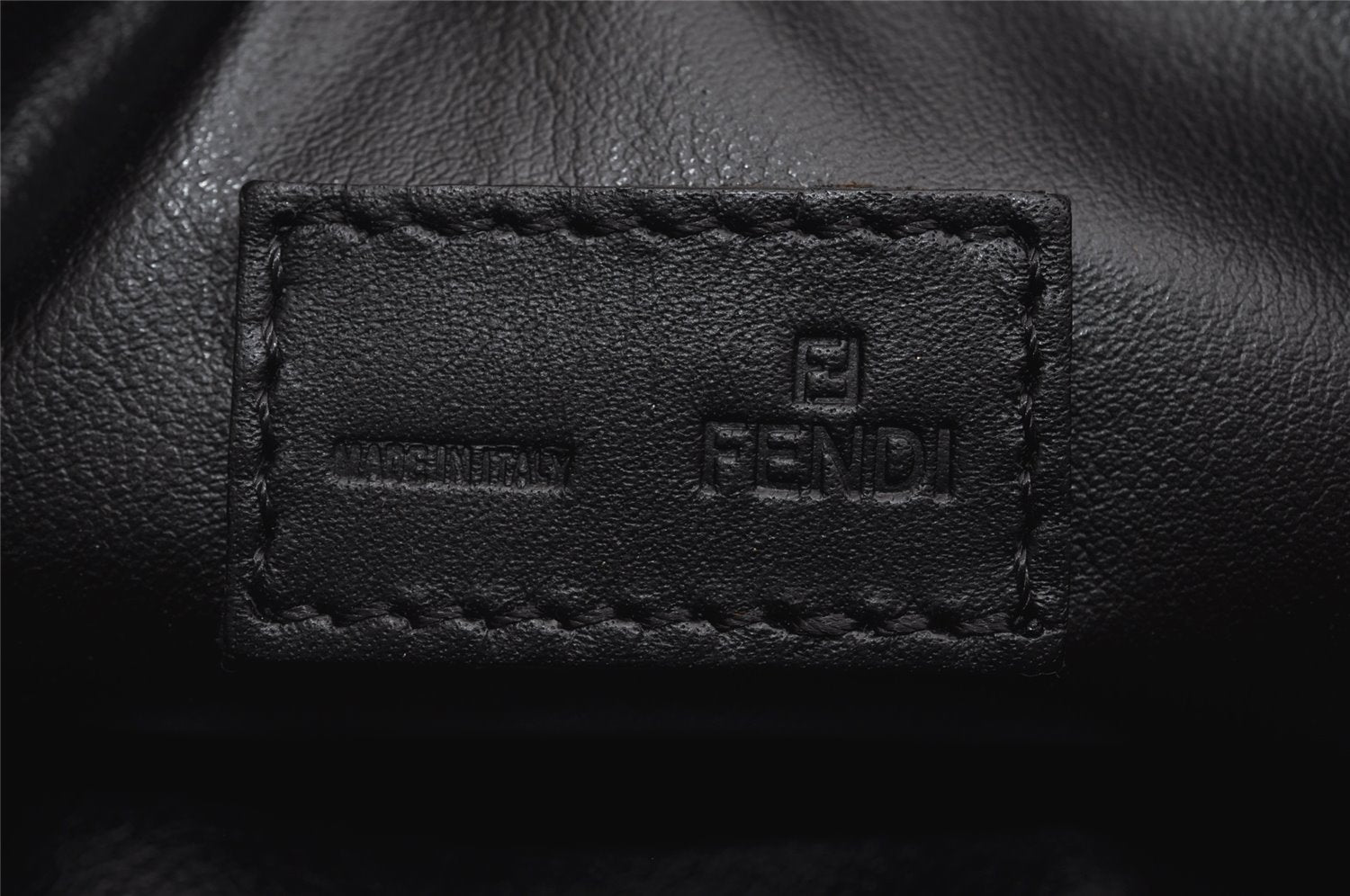 Authentic FENDI Zucchino Vintage Hand Bag Purse Canvas Leather Black 7541I