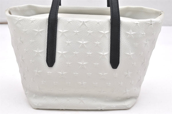 Authentic JIMMY CHOO Stella Star Pattern Leather 2Way Hand Bag White 7542K
