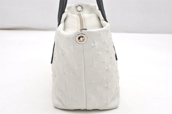 Authentic JIMMY CHOO Stella Star Pattern Leather 2Way Hand Bag White 7542K