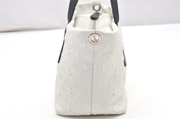 Authentic JIMMY CHOO Stella Star Pattern Leather 2Way Hand Bag White 7542K