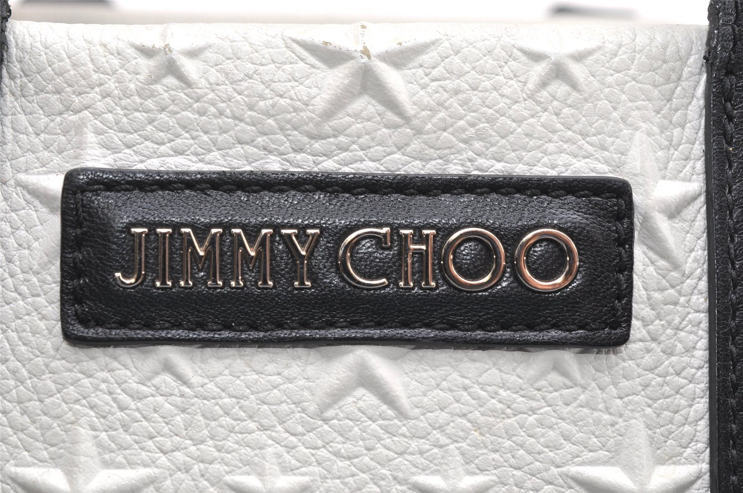 Authentic JIMMY CHOO Stella Star Pattern Leather 2Way Hand Bag White 7542K