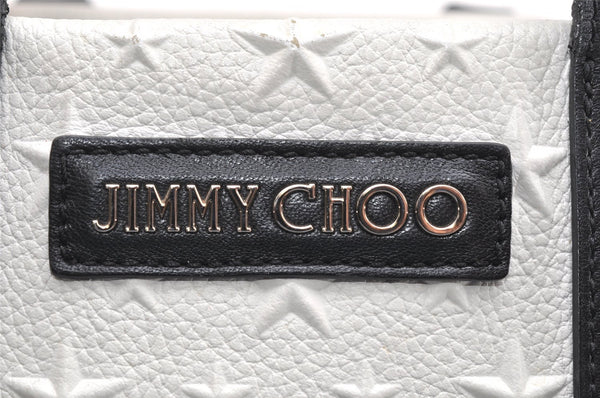 Authentic JIMMY CHOO Stella Star Pattern Leather 2Way Hand Bag White 7542K