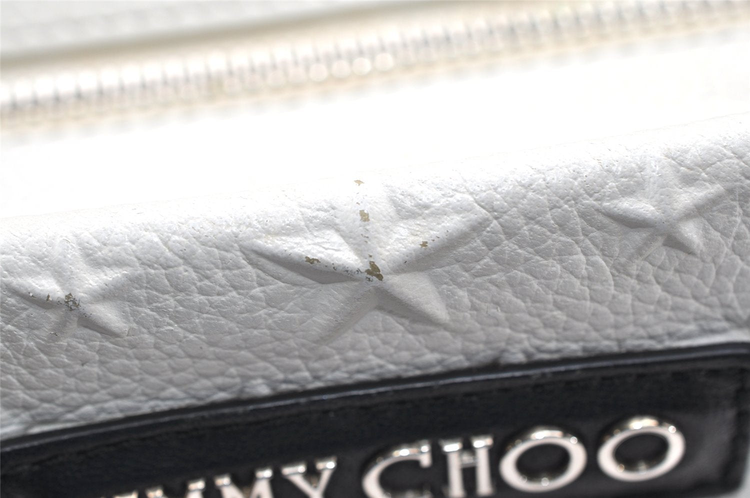 Authentic JIMMY CHOO Stella Star Pattern Leather 2Way Hand Bag White 7542K