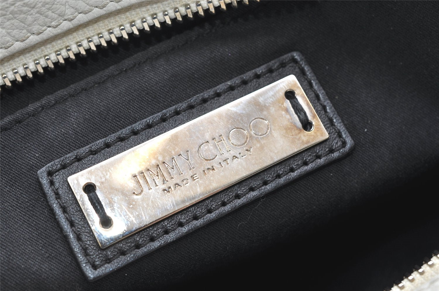 Authentic JIMMY CHOO Stella Star Pattern Leather 2Way Hand Bag White 7542K