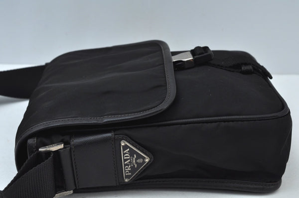 Authentic PRADA Nylon Leather Shoulder Cross Body Bag V167 Black 7544J