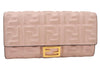 Authentic FENDI Zucca Mamma Baguette Long Wallet Purse Leather Light Pink 7544K