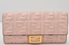 Authentic FENDI Zucca Mamma Baguette Long Wallet Purse Leather Light Pink 7544K