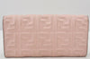 Authentic FENDI Zucca Mamma Baguette Long Wallet Purse Leather Light Pink 7544K