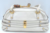 Authentic GUCCI Bamboo Horsebit Shoulder Hand Bag Leather 159399 White 7545I