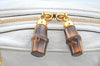 Authentic GUCCI Bamboo Horsebit Shoulder Hand Bag Leather 159399 White 7545I