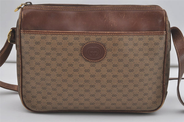 Authentic GUCCI Micro GG PVC Leather Shoulder Cross Body Bag Brown Junk 7546I