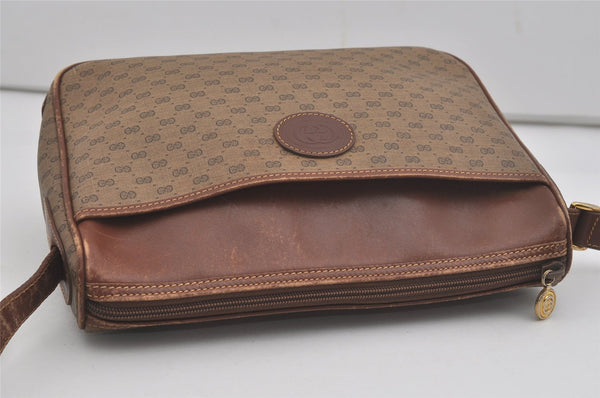 Authentic GUCCI Micro GG PVC Leather Shoulder Cross Body Bag Brown Junk 7546I