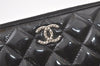 Authentic CHANEL Brilliant Enamel Matelasse Long Wallet Purse Black CC 7546K