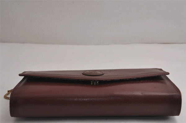 Authentic Cartier Must de Cartier Leather Chain Shoulder Hand Bag Bordeaux 7547J