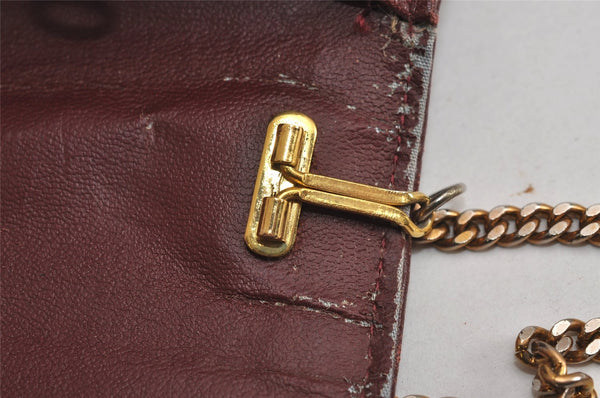 Authentic Cartier Must de Cartier Leather Chain Shoulder Hand Bag Bordeaux 7547J