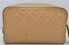 Authentic CHANEL Wild Stitch Matelasse Vintage Calf Skin Pouch Purse Beige 7547K