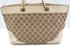 Authentic GUCCI GG Canvas Leather Shoulder Tote Bag Purse 145993 Brown 7550G