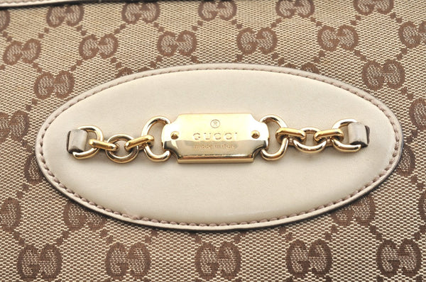 Authentic GUCCI GG Canvas Leather Shoulder Tote Bag Purse 145993 Brown 7550G