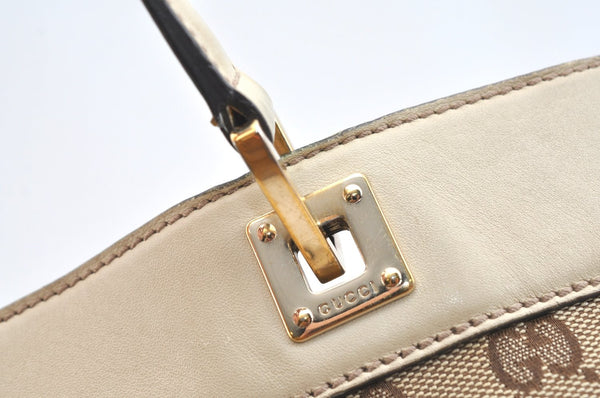 Authentic GUCCI GG Canvas Leather Shoulder Tote Bag Purse 145993 Brown 7550G