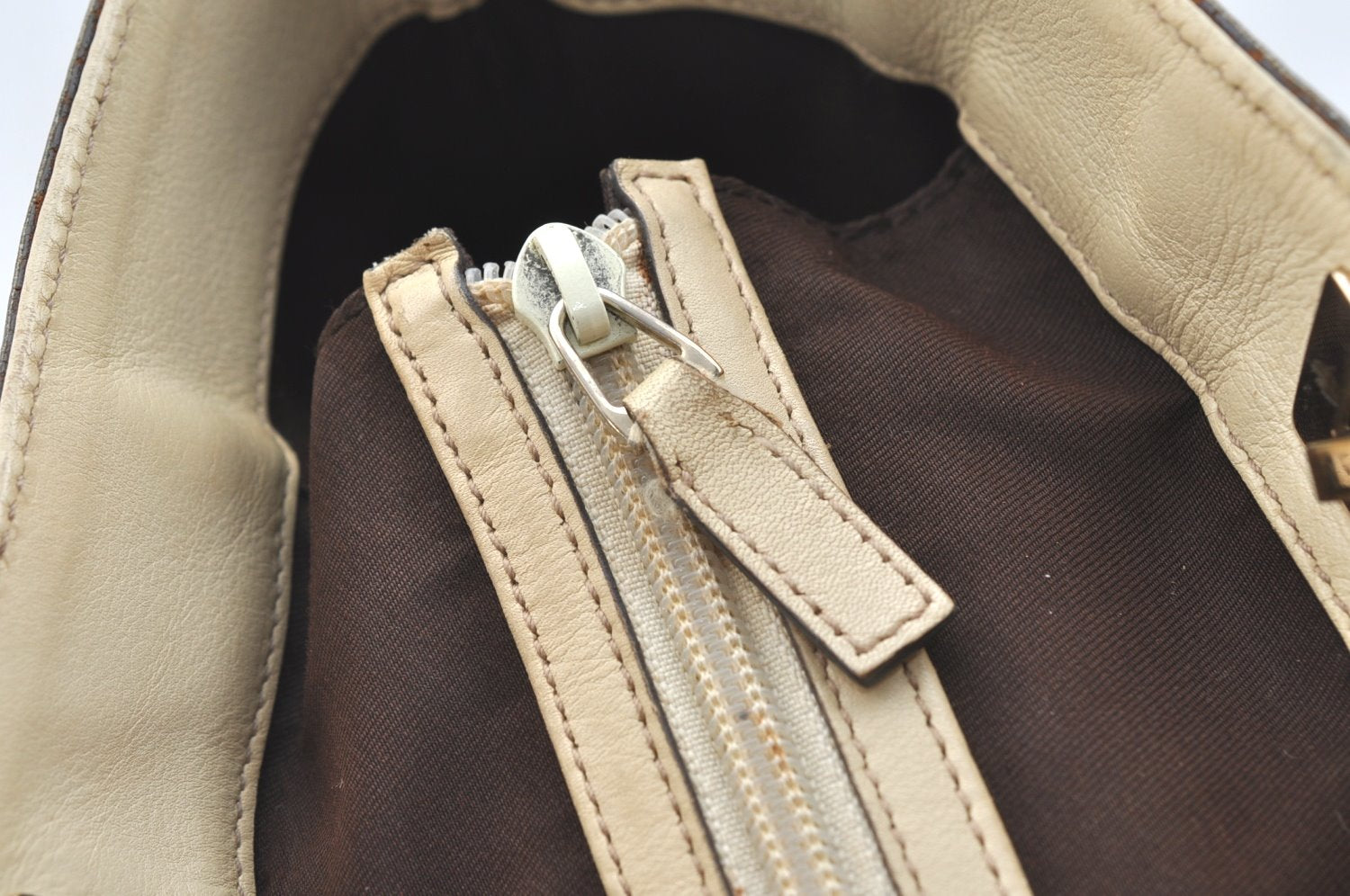 Authentic GUCCI GG Canvas Leather Shoulder Tote Bag Purse 145993 Brown 7550G