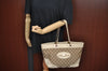 Authentic GUCCI GG Canvas Leather Shoulder Tote Bag Purse 145993 Brown 7550G
