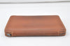 Authentic HERMES Agenda Zip Notebook Cover Day Planner Leather Brown Junk 7552K