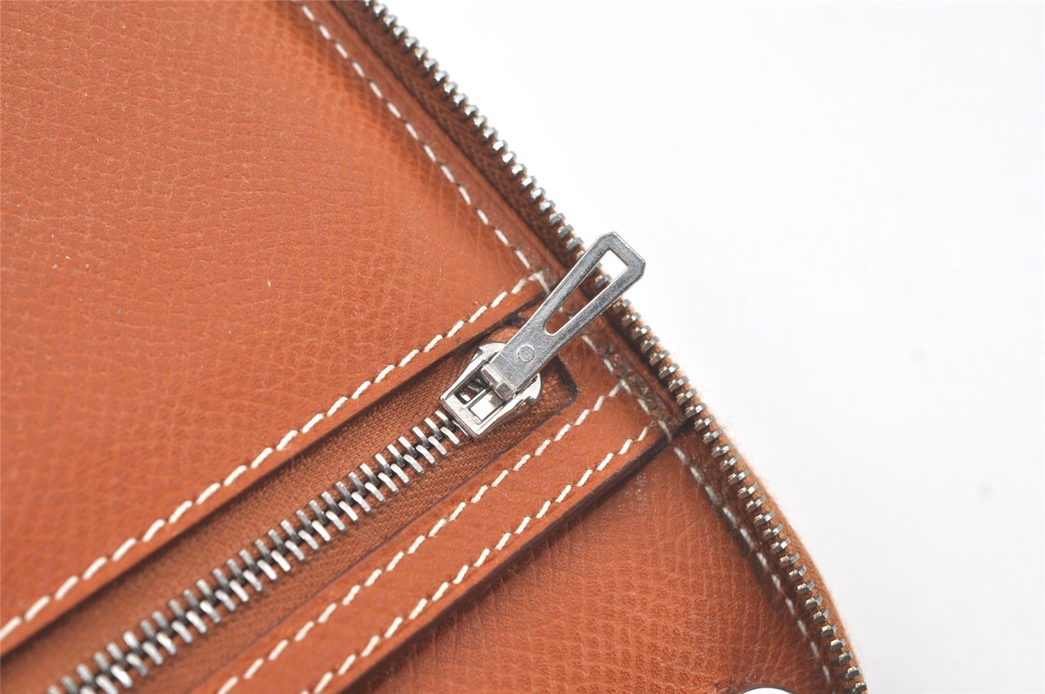 Authentic HERMES Agenda Zip Notebook Cover Day Planner Leather Brown Junk 7552K