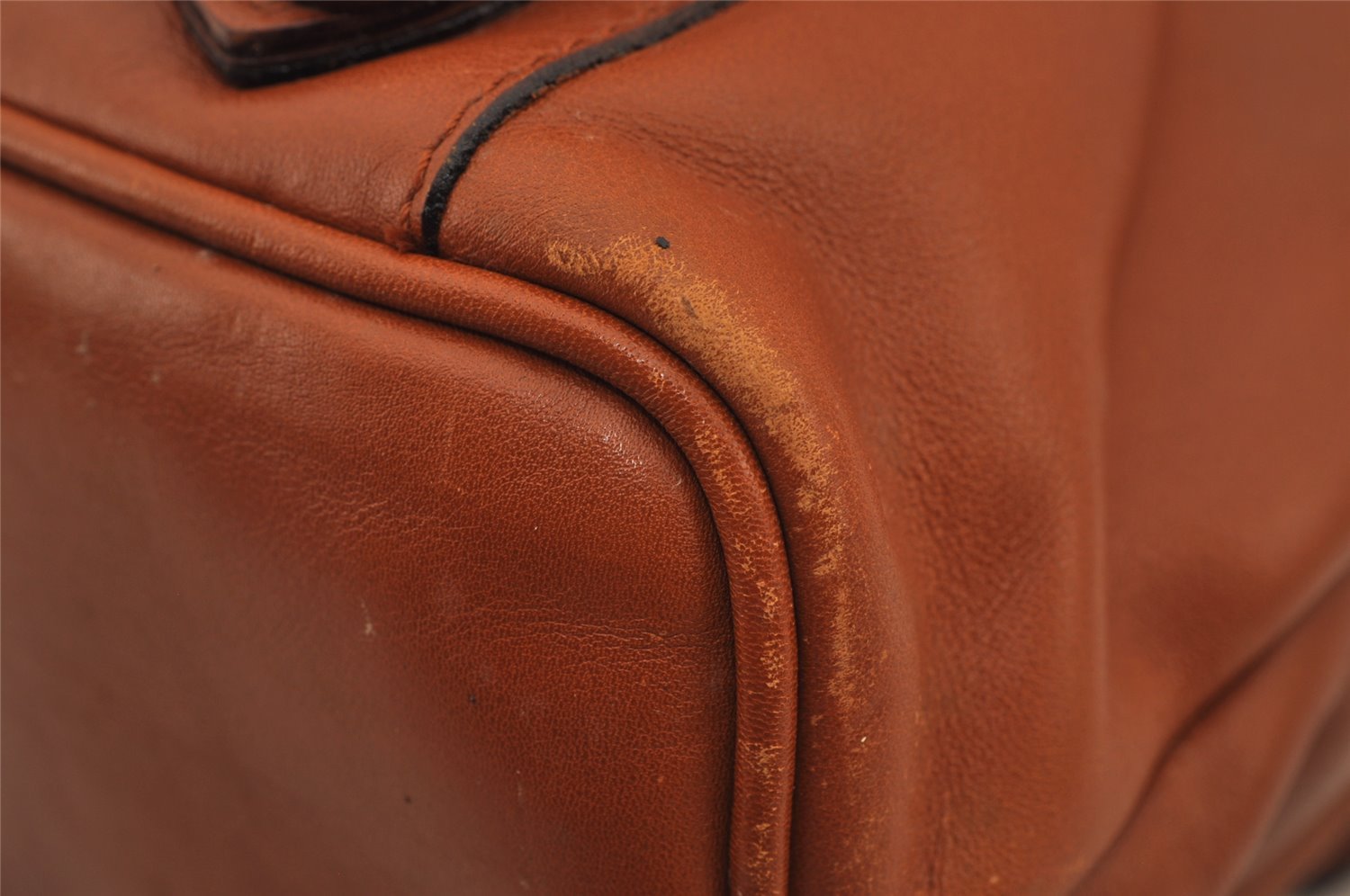 Authentic GUCCI Vintage Bamboo Drawstring Backpack Leather Brown 7555J