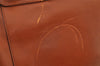 Authentic GUCCI Vintage Bamboo Drawstring Backpack Leather Brown 7555J