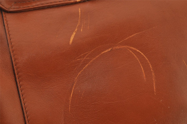 Authentic GUCCI Vintage Bamboo Drawstring Backpack Leather Brown 7555J