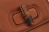 Authentic GUCCI Vintage Bamboo Drawstring Backpack Leather Brown 7555J