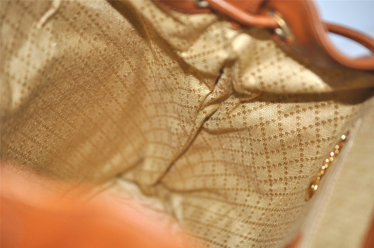 Authentic GUCCI Vintage Bamboo Drawstring Backpack Leather Brown 7555J