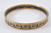 Authentic HERMES Email PM Bangle Anchor Motif Gold Black 7555K