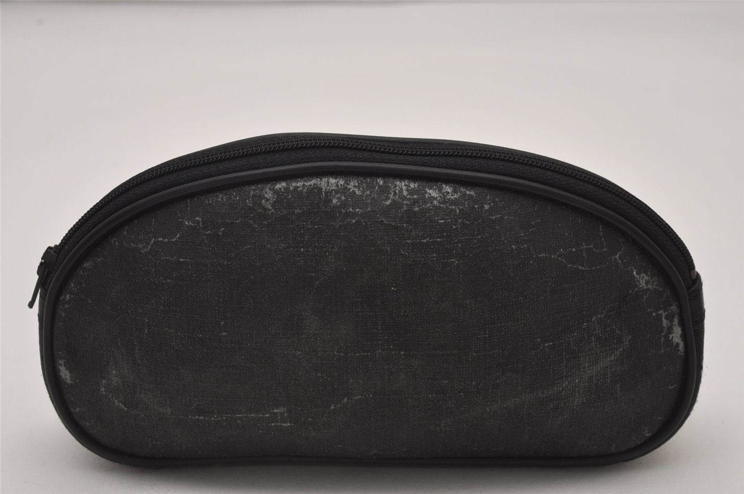 Authentic GUCCI Vintage Pouch Purse PVC Leather Black Junk 7557I