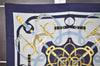 Authentic HERMES Carre 90 Scarf "Eperon d'or" Silk Navy Blue 7561I