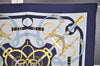 Authentic HERMES Carre 90 Scarf "Eperon d'or" Silk Navy Blue 7561I