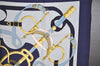 Authentic HERMES Carre 90 Scarf "Eperon d'or" Silk Navy Blue 7561I