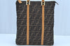 Authentic FENDI Vintage Zucca Hand Tote Bag Canvas Leather Brown 7565H