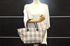 Authentic BURBERRY BLUE LABEL Check Hand Tote Bag Nylon Leather Beige 7569I