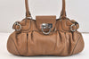 Authentic Salvatore Ferragamo Gancini Leather Shoulder Hand Bag Brown 7570K