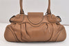 Authentic Salvatore Ferragamo Gancini Leather Shoulder Hand Bag Brown 7570K