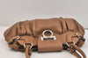 Authentic Salvatore Ferragamo Gancini Leather Shoulder Hand Bag Brown 7570K