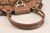 Authentic Salvatore Ferragamo Gancini Leather Shoulder Hand Bag Brown 7570K