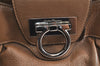 Authentic Salvatore Ferragamo Gancini Leather Shoulder Hand Bag Brown 7570K