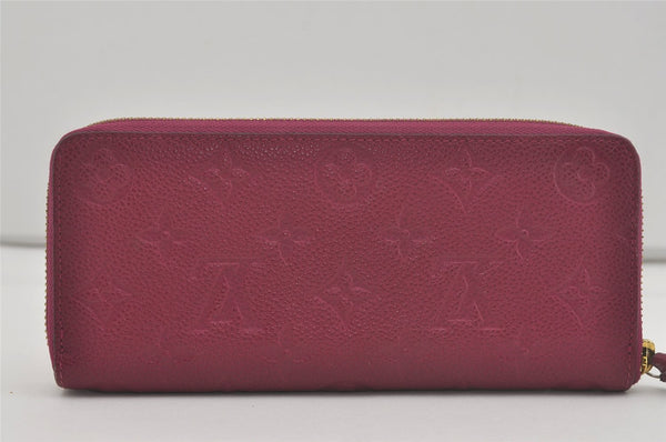 Auth Louis Vuitton Monogram Empreinte Portefeuille Clemence Wallet Purple 7573I