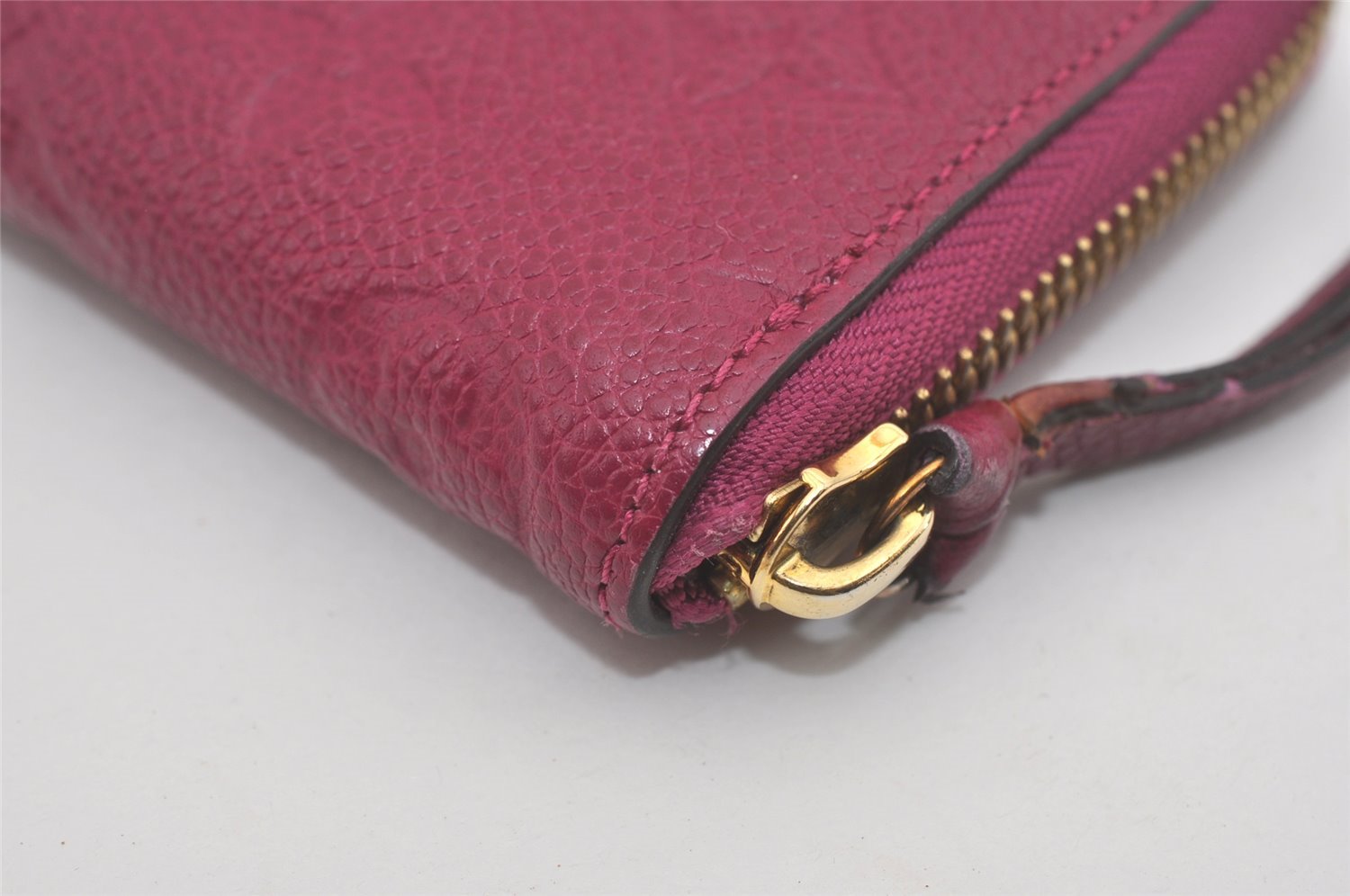 Auth Louis Vuitton Monogram Empreinte Portefeuille Clemence Wallet Purple 7573I