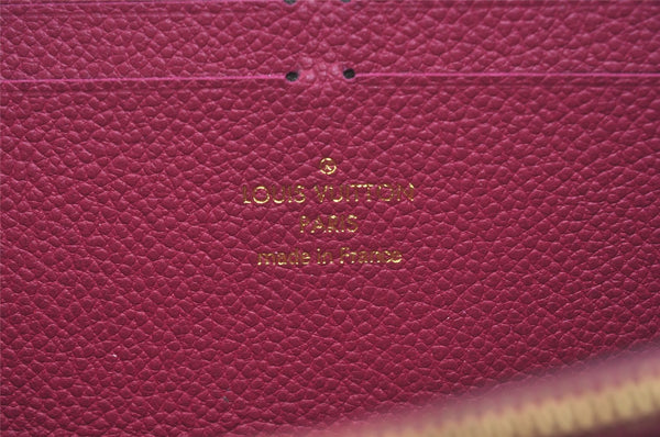 Auth Louis Vuitton Monogram Empreinte Portefeuille Clemence Wallet Purple 7573I