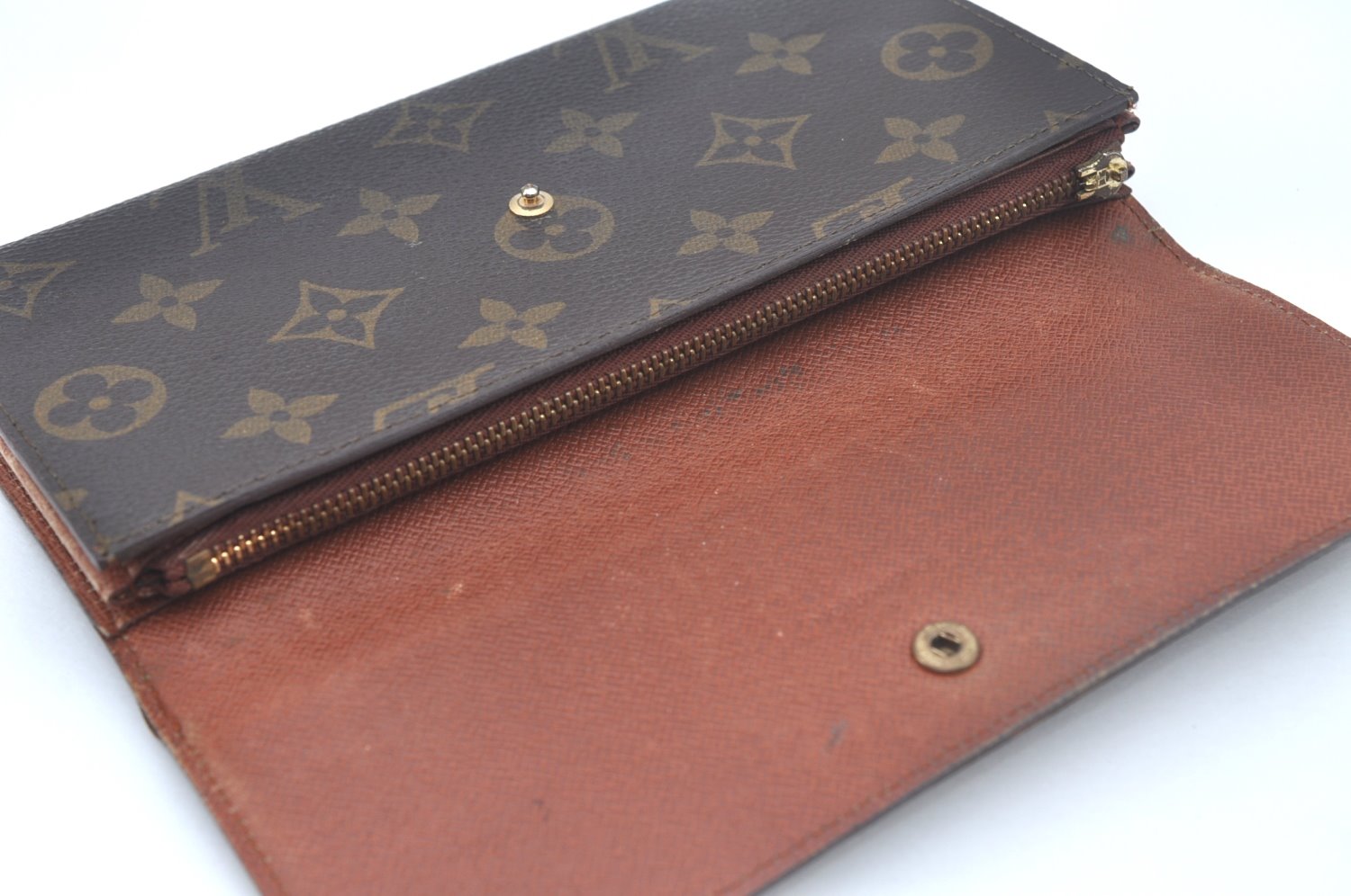 Auth Louis Vuitton Monogram Pochette Porte Monnaie Credit Wallet Junk 7574I